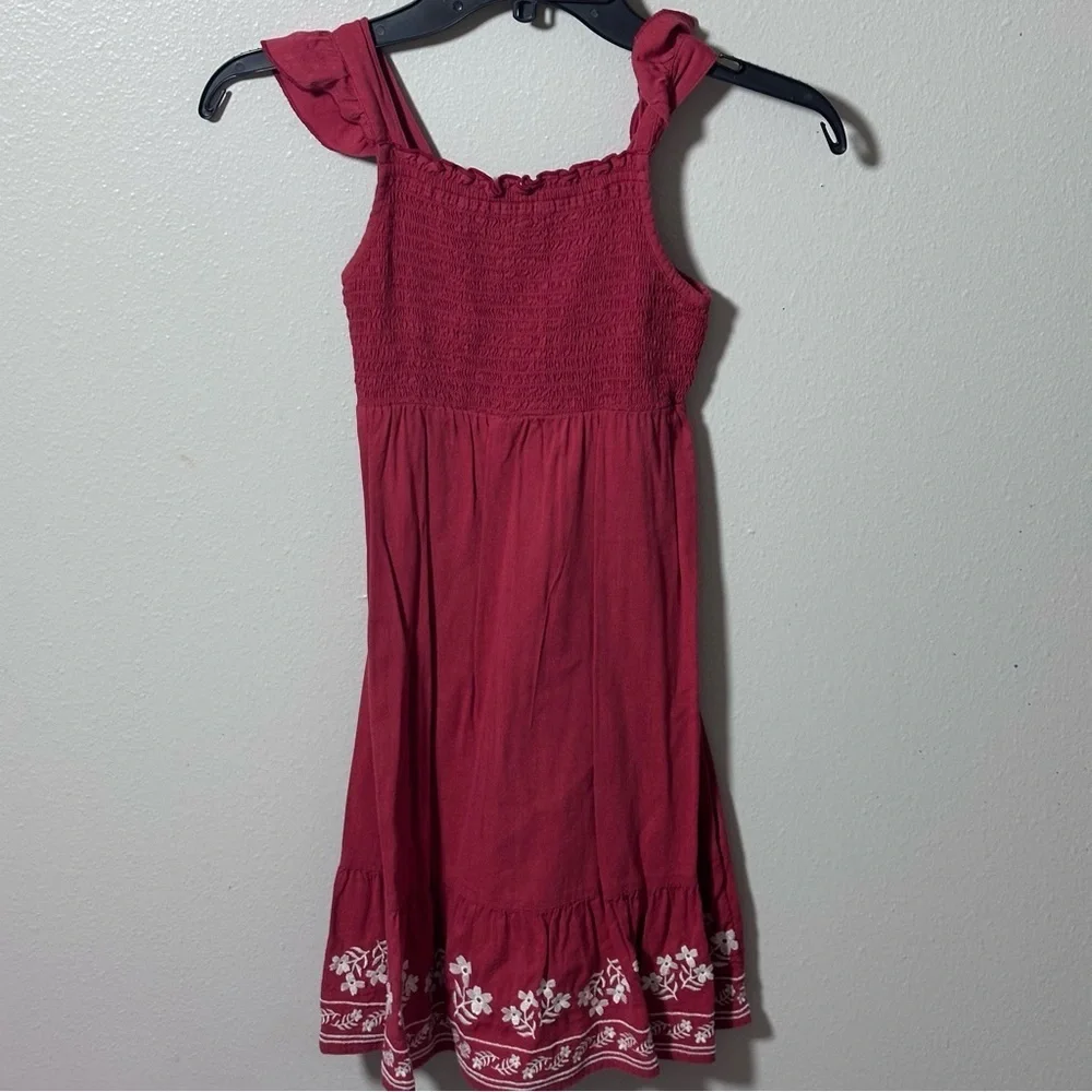 Old Navy Girls Orange Embroidered Summer Dress Size‎ S(6-7).